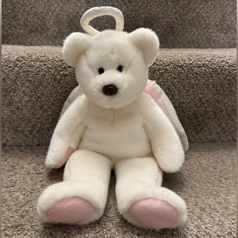 Ty Beanie Baby Halo Angel Bear 1999 Retired 14" **Missing ear tag